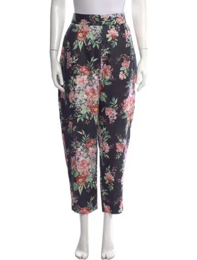 Pre-owned Zimmermann Linen Straight Leg Pants In Black