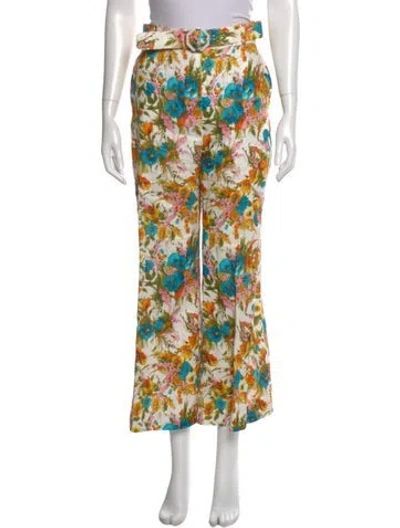 Pre-owned Zimmermann Linen Straight Leg Pants In Blue