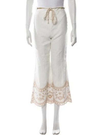 Pre-owned Zimmermann Linen Straight Leg Pants In Multicolor