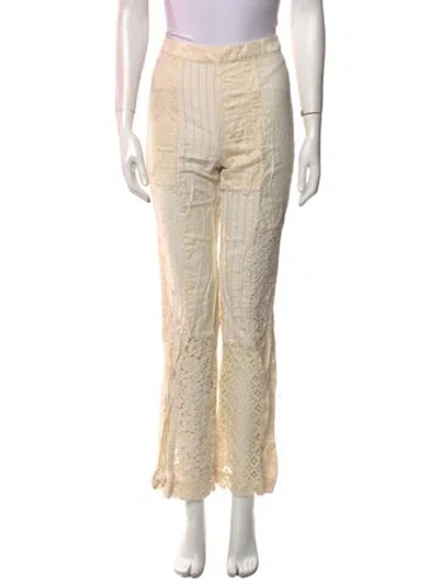 Pre-owned Zimmermann Linen Straight Leg Pants In Neutral