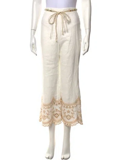 Pre-owned Zimmermann Linen Straight Leg Pants W/ Tags In Neutrals