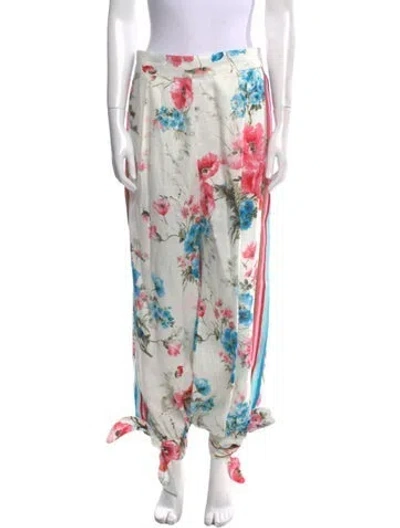 Pre-owned Zimmermann Linen Straight Leg Pants In White