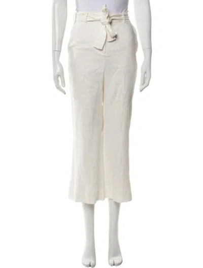 Pre-owned Zimmermann Linen Straight Leg Pants In White