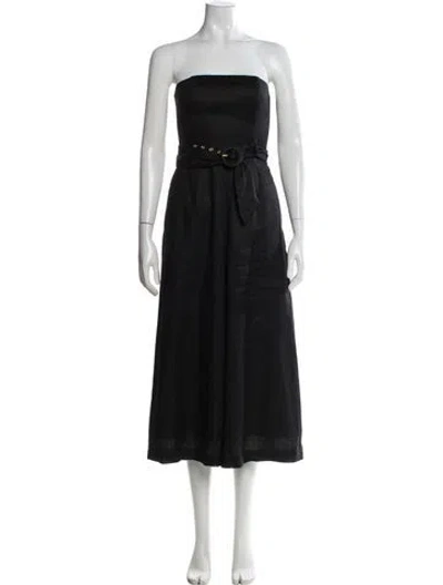 Pre-owned Zimmermann Linen Strapless Jumpsuit In Black