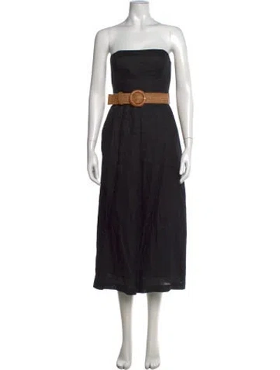Pre-owned Zimmermann Linen Strapless Jumpsuit In Black