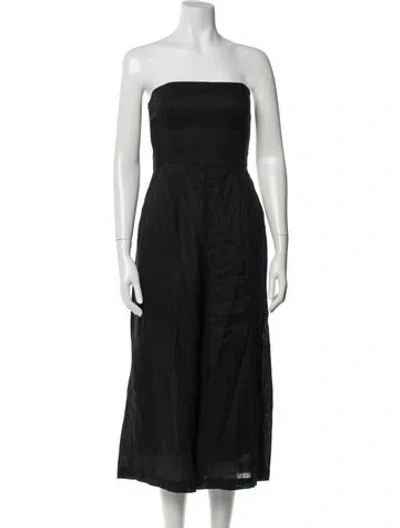 Pre-owned Zimmermann Linen Strapless Jumpsuit In Blue