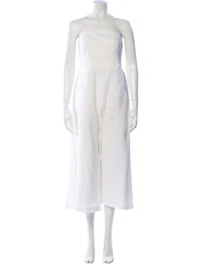 Pre-owned Zimmermann Linen Strapless Jumpsuit In White