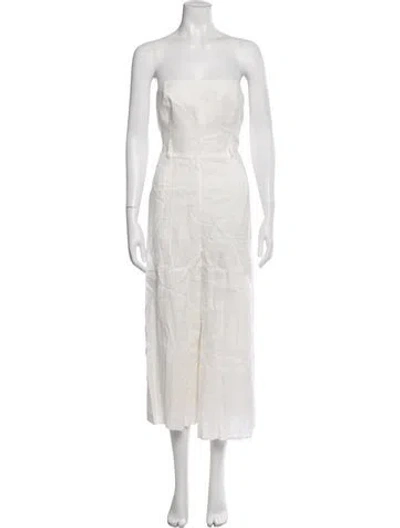 Pre-owned Zimmermann Linen Strapless Jumpsuit In White