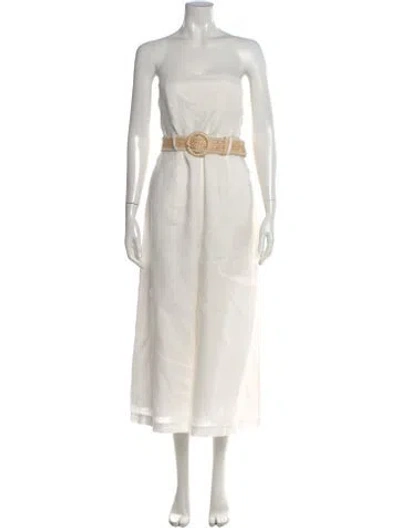 Pre-owned Zimmermann Linen Strapless Jumpsuit In White