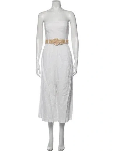 Pre-owned Zimmermann Linen Strapless Jumpsuit In White