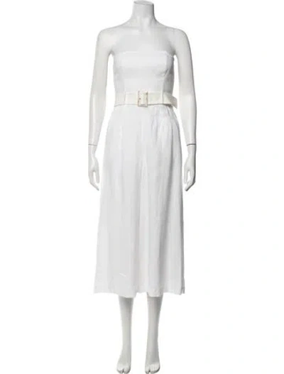 Pre-owned Zimmermann Linen Strapless Jumpsuit In White