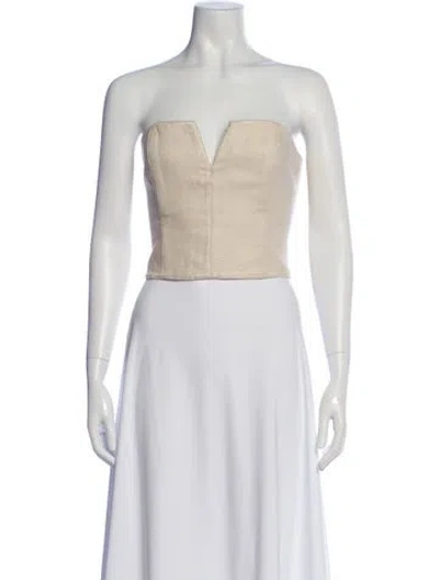 Pre-owned Zimmermann Linen Strapless Top In Neutral
