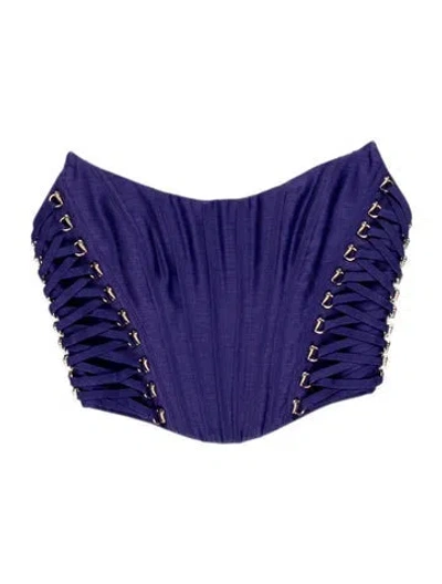 Pre-owned Zimmermann Linen Strapless Top In Purple
