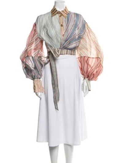 Pre-owned Zimmermann Linen Striped Blouse In Multicolor