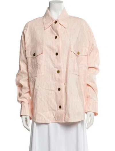Pre-owned Zimmermann Linen Striped Blouse In Pink