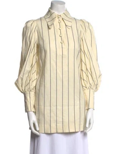 Pre-owned Zimmermann Linen Striped Button-up Top In Neutral