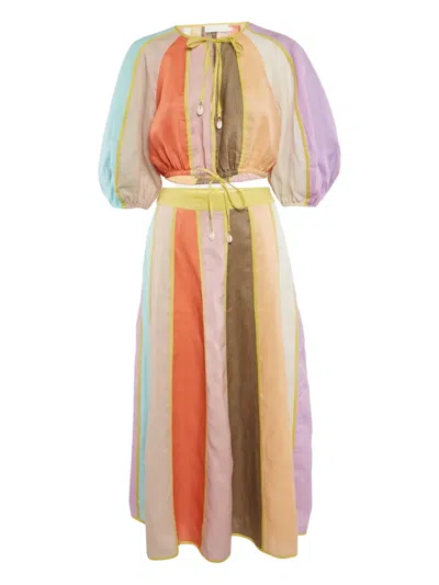 Pre-owned Zimmermann Linen Striped Top And Skirt Set