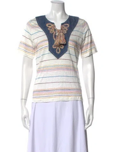 Pre-owned Zimmermann Linen Striped Top In Neutral