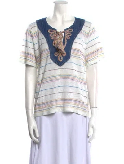 Pre-owned Zimmermann Linen Striped T-shirt In Neutral