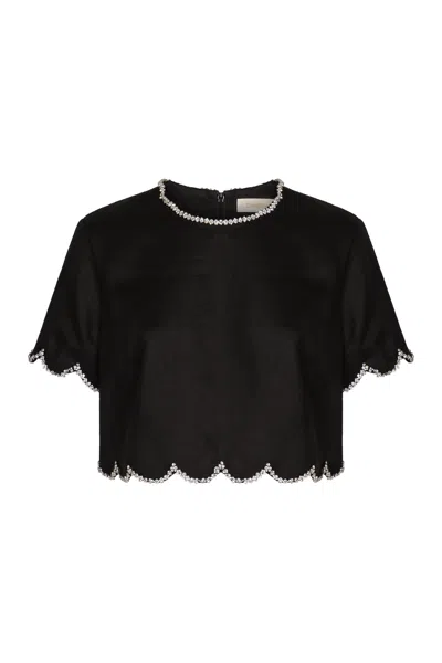 Zimmermann Linen Tank Top In Black