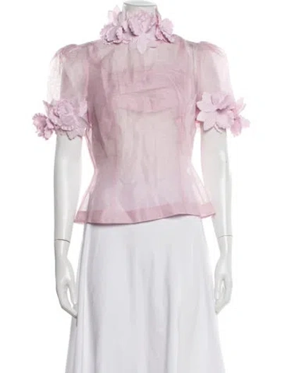 Pre-owned Zimmermann Linen Tie Neck Blouse In Purple