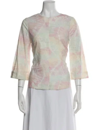 Pre-owned Zimmermann Linen Tie-dye Print Blouse In Neutral