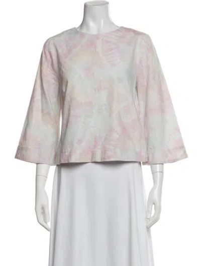 Pre-owned Zimmermann Linen Tie-dye Print Blouse In White
