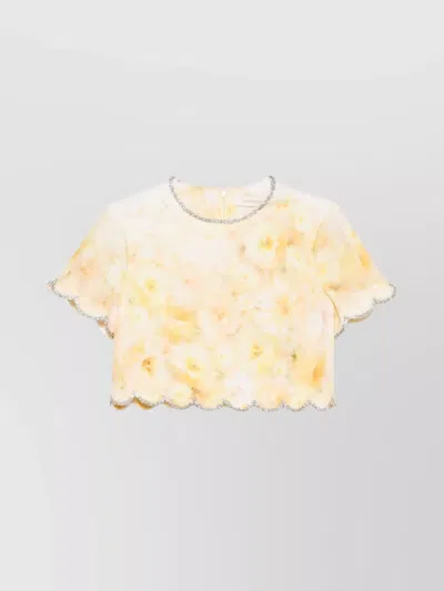 Zimmermann Crush Printed Linen Top In Yellow