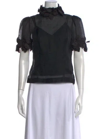 Pre-owned Zimmermann Linen Turtleneck Blouse In Black