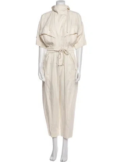 Pre-owned Zimmermann Linen Turtleneck Jumpsuit In Neutral