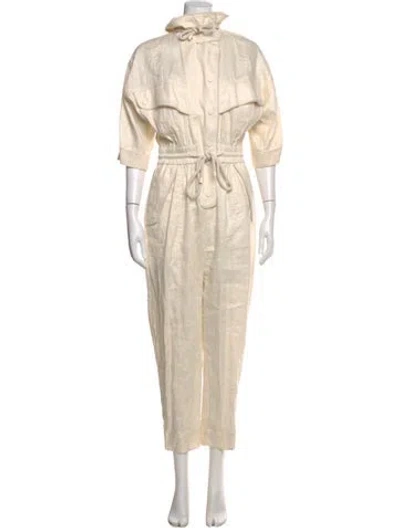 Pre-owned Zimmermann Linen Turtleneck Jumpsuit In Neutral