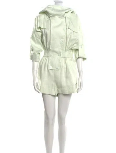 Pre-owned Zimmermann Linen Turtleneck Romper In Green