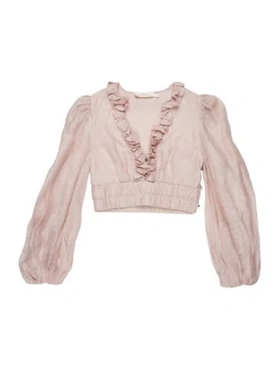 Pre-owned Zimmermann Linen V-neck Blouse In Pink