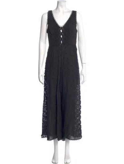 Pre-owned Zimmermann Linen V-neck Jumpsuit In Blue