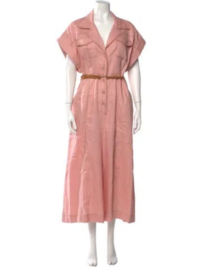 Pre-owned Zimmermann Linen V-neck Jumpsuit In Pink
