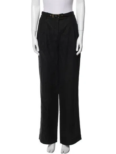 Pre-owned Zimmermann Linen Wide Leg Pants In Black
