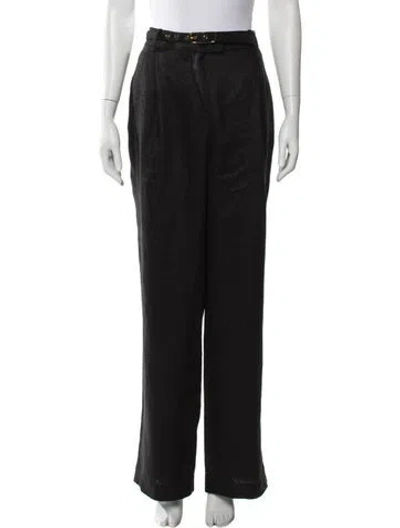 Pre-owned Zimmermann Linen Wide Leg Pants In Black