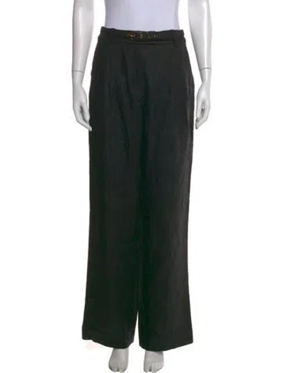 Pre-owned Zimmermann Linen Wide Leg Pants In Black