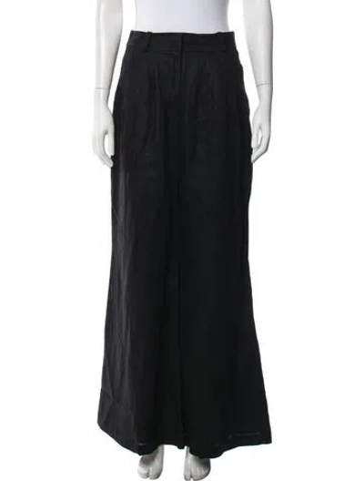 Pre-owned Zimmermann Linen Wide Leg Pants In Black