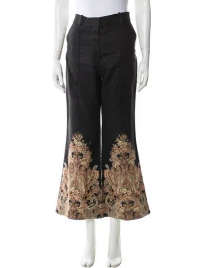 Pre-owned Zimmermann Linen Wide Leg Pants In Black