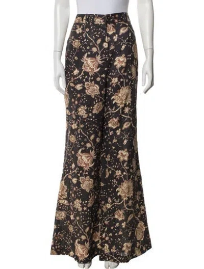 Pre-owned Zimmermann Linen Wide Leg Pants In Black