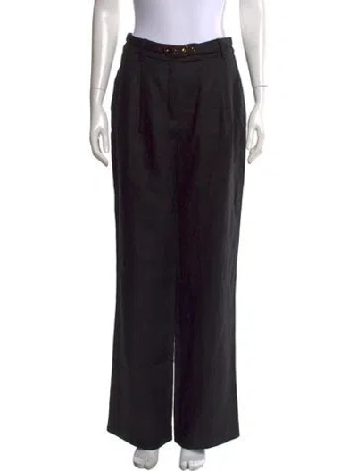 Pre-owned Zimmermann Linen Wide Leg Pants In Black