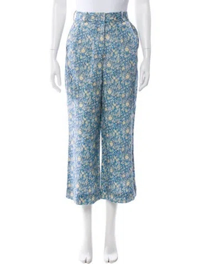 Pre-owned Zimmermann Linen Wide Leg Pants In Blue