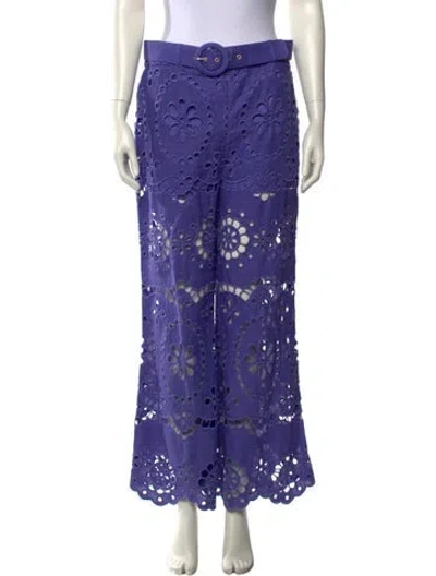 Pre-owned Zimmermann Linen Wide Leg Pants In Blue