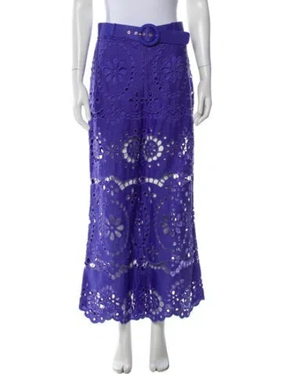 Pre-owned Zimmermann Linen Wide Leg Pants In Blue