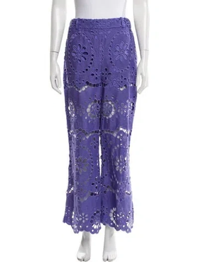 Pre-owned Zimmermann Linen Wide Leg Pants In Blue