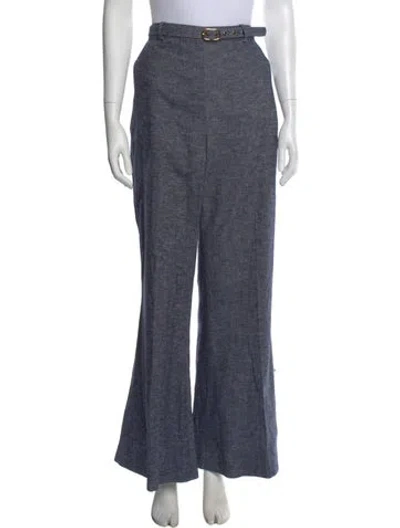 Pre-owned Zimmermann Linen Wide Leg Pants In Blue