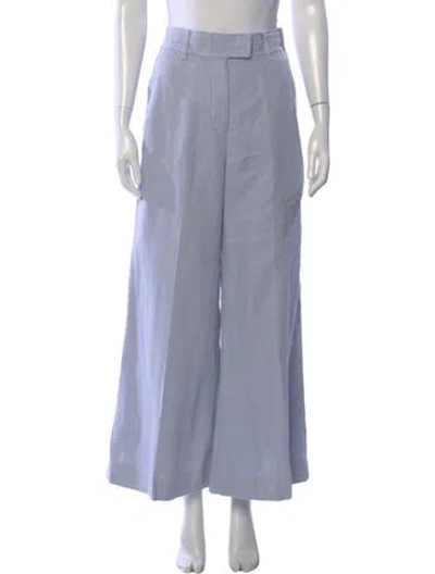 Pre-owned Zimmermann Linen Wide Leg Pants In Blue