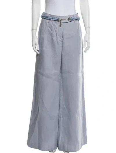 Pre-owned Zimmermann Linen Wide Leg Pants In Blue
