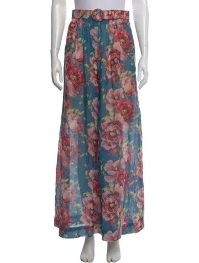 Pre-owned Zimmermann Linen Wide Leg Pants In Blue